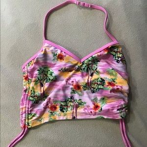 Bikini top crop top pink tropical